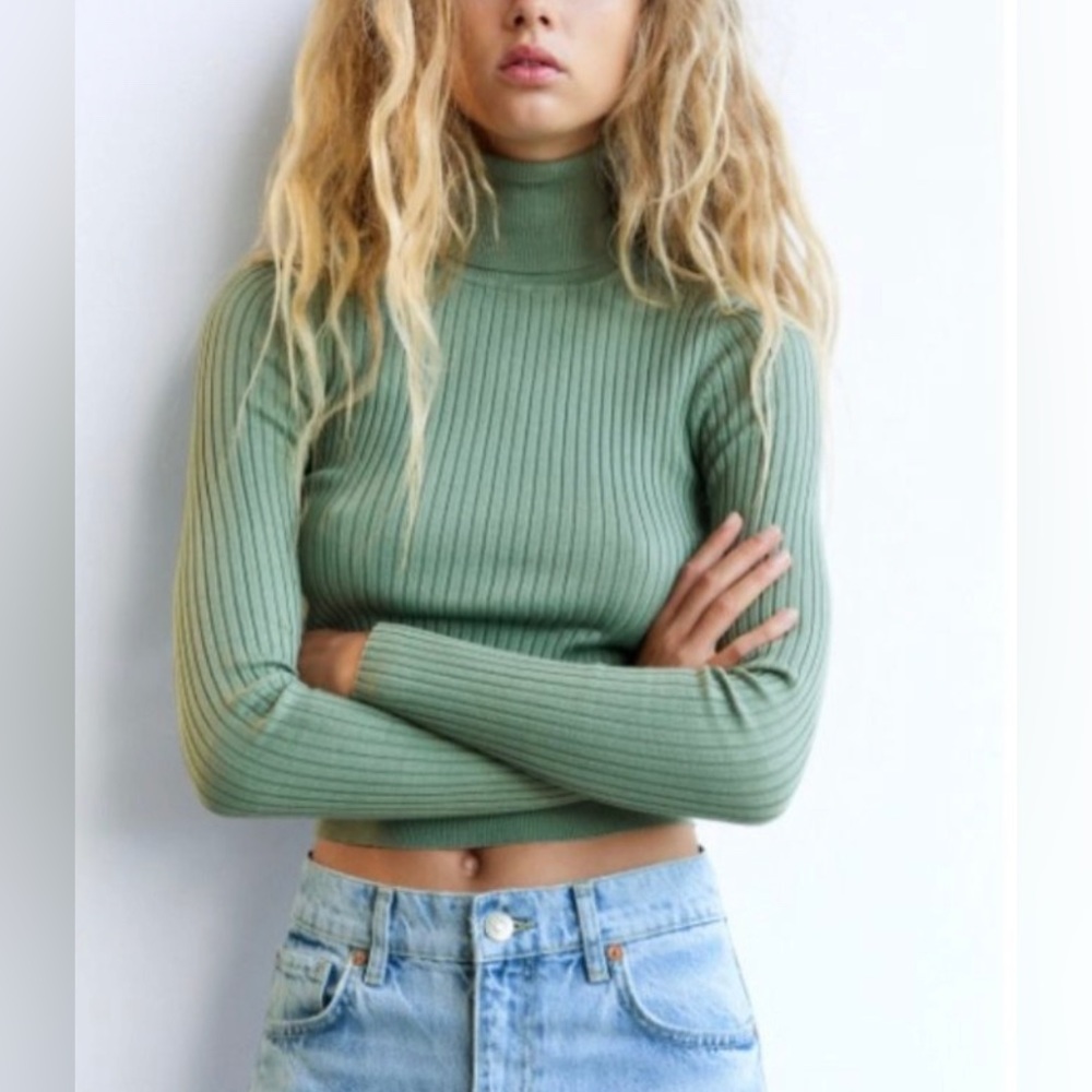 Zara Ribbed Knit Sweater Turtleneck Size Small